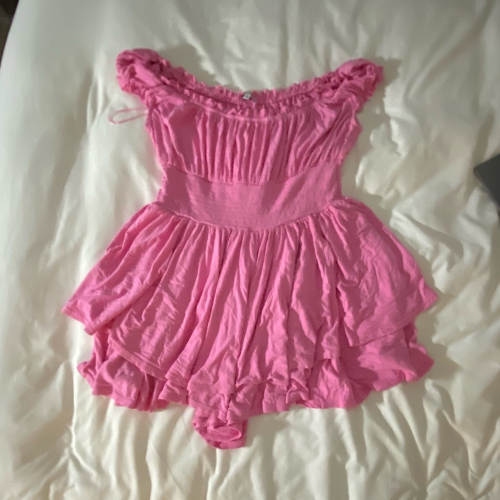 Plus Size Pink Ruffled Romper